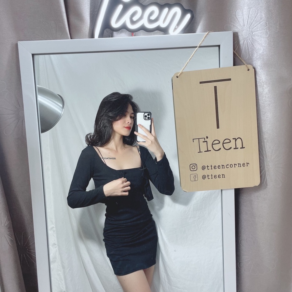 [Hot] Set đầm body dây bún kèm áo khoác bên ngoài