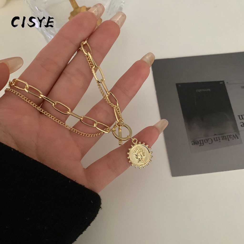 Dây chuyền hai lớp mặt hình đồng xu thời trang