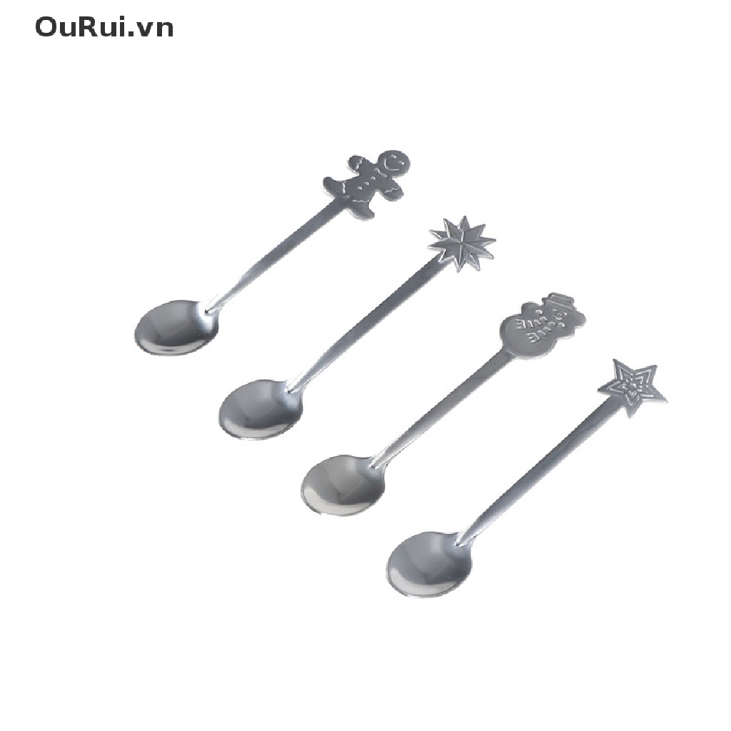 {RUI} 4pcs Christmas Stainless Steel Coffee Spoons Tea Spoons Dessert Snacks Teaspoon {OuRui.vn}