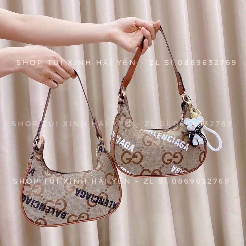 túi kẹo nách, túi đeo vai vải hoạ tiết logo nhí size 22 kiểu dáng trẻ trung cá tính rẻ đẹp cute