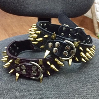 Vòng cổ chó tán Đinh gai , da PU