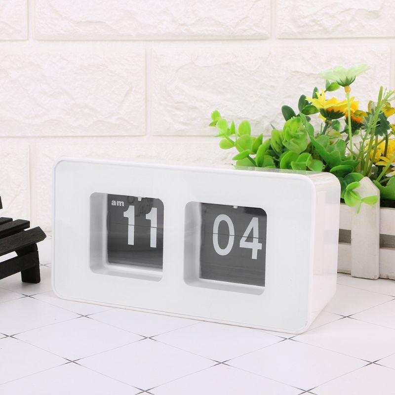 Retro Auto Flip Clock Number Classic Stylish Modern Desk Wall Clock