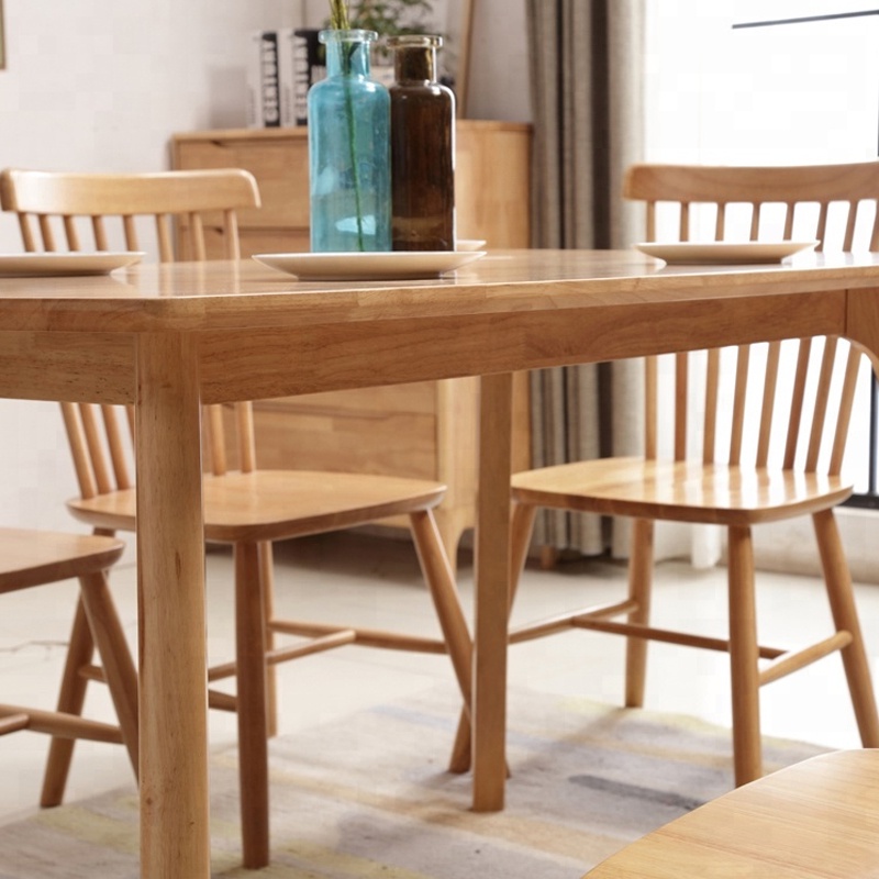 Bộ bàn ghế phòng ăn mặt gỗ 4 - 6 - 8 chỗ IBIE Pinnstol Alpha gỗ cao su tùy chọn màu sắc, chất lượng xuất khẩu