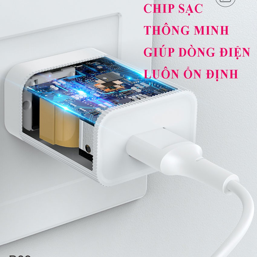 [Freeship] Bộ sạc chính hãng B03 chính hãng SD DESIGN, chân Iphone, Micro USB, Type C an toàn cho pin, bảo hành 1 năm.