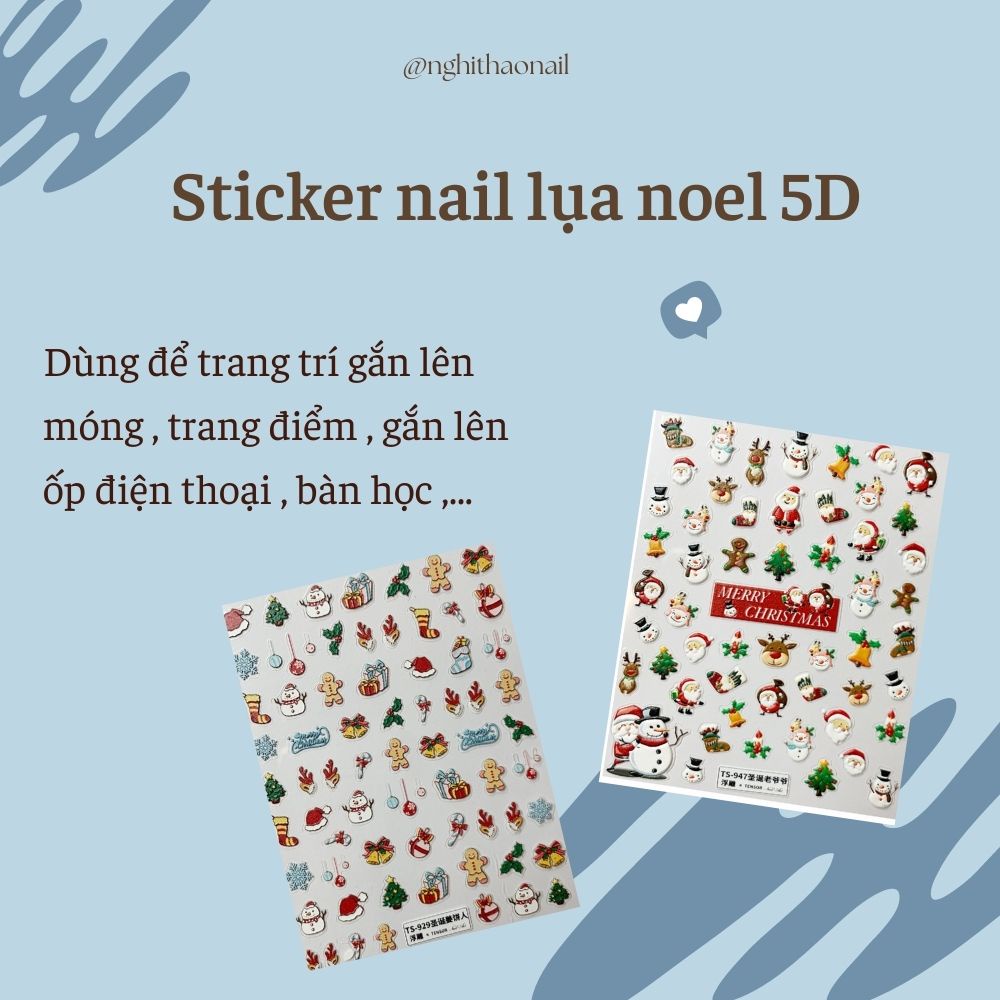 Sticker nail lụa noel 5D