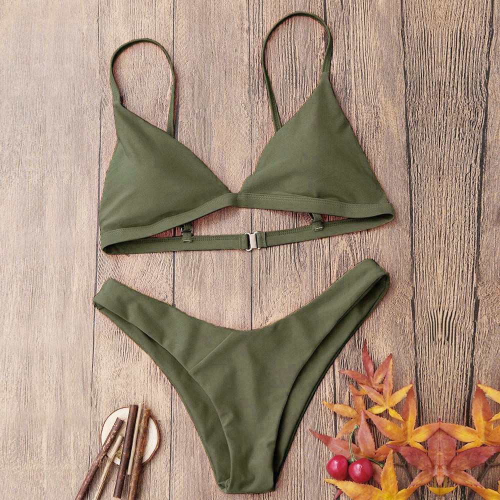 Bộ đồ bơi 2 mảnh màu trơn kèm mút nâng ngực thiết kế tiện lợi | BigBuy360 - bigbuy360.vn