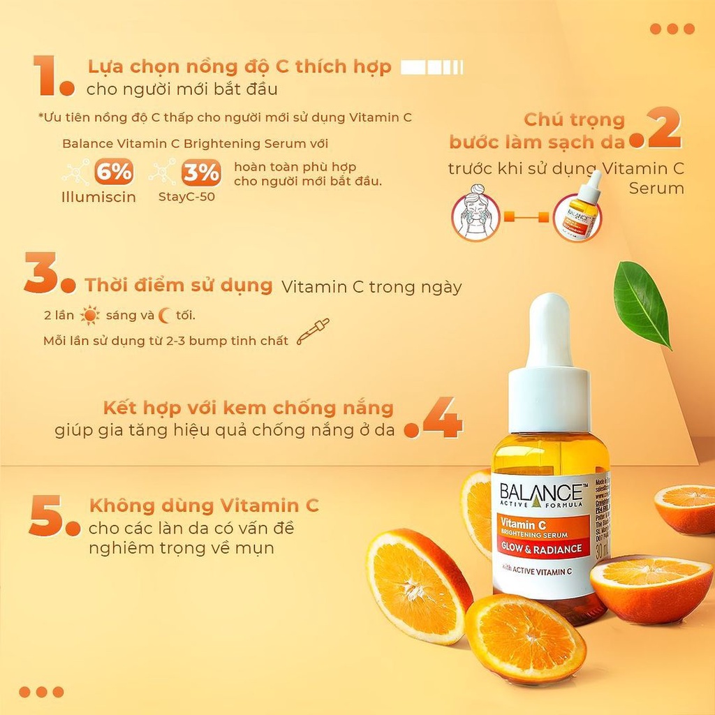 Combo serum ngừa mụn, giảm thâm và làm sáng da Balance Vitamin C và Niacinamide Serum 30ml/chai