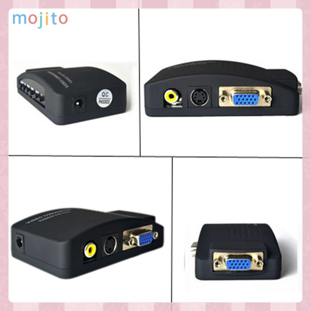MOJITO AV RCA Composite S-video Input to VGA Output Monitor Converter Adapter CCTV