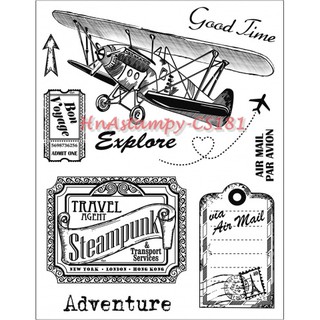 hnastampy CS181 con dấu tem trong suốt seal clear stamp dùng cho handmade scrapbook bộ máy bay Explore