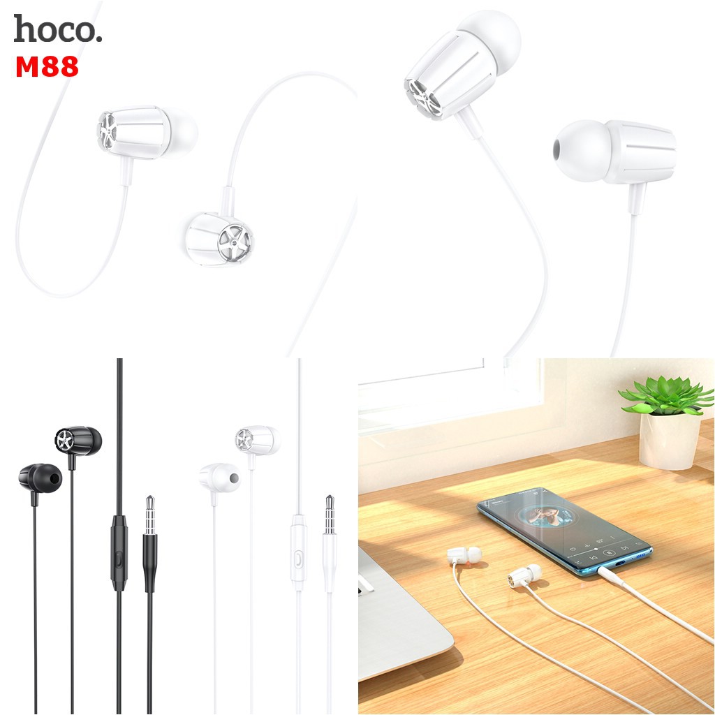 Tai nghe nhét tai In-Ear chính hãng HOCO âm thanh hay - Tai nghe giá rẻ có dây kèm MIC và nút điều khiển, jack 3.5 mm
