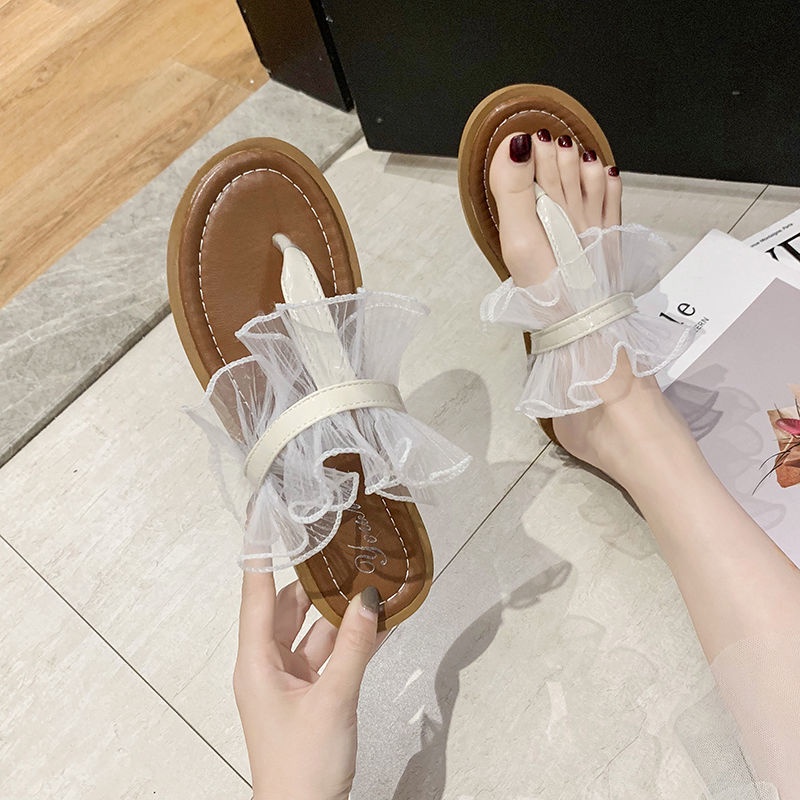 Dép Xỏ Ngón Nữ Phối Ren Thời Trang