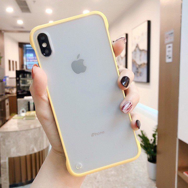 Ốp lưng iphone cao cấp viền màu dẻo lưng trong ốp iphone 6 plus 6s 7 8 x xr xs max n54