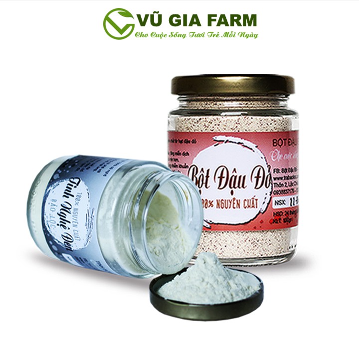 Combo Bột Đậu Đỏ + Tinh Nghệ Đen - Nguyên Chất Vũ Gia (100g/hũ) + Đắp nạ dưỡng da, tẩy tế bào chết