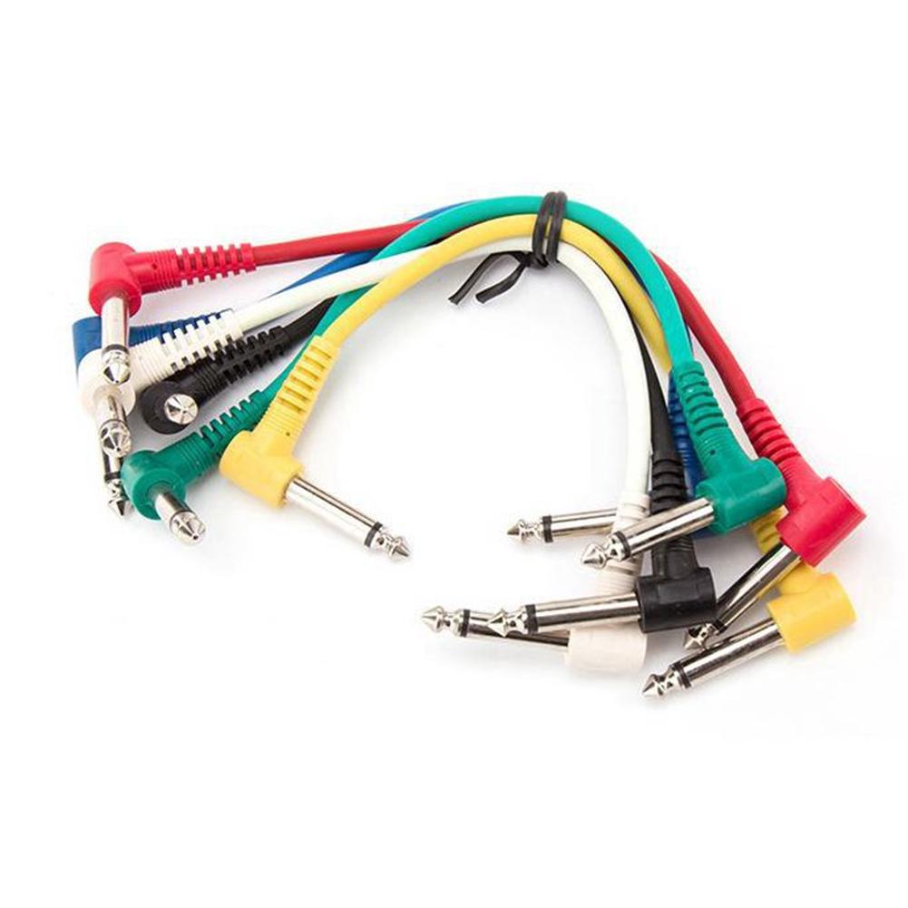 6pcs/set Colorful Guitar Patch Cables Angled For Effect Pedals Eletric Shielding Bass