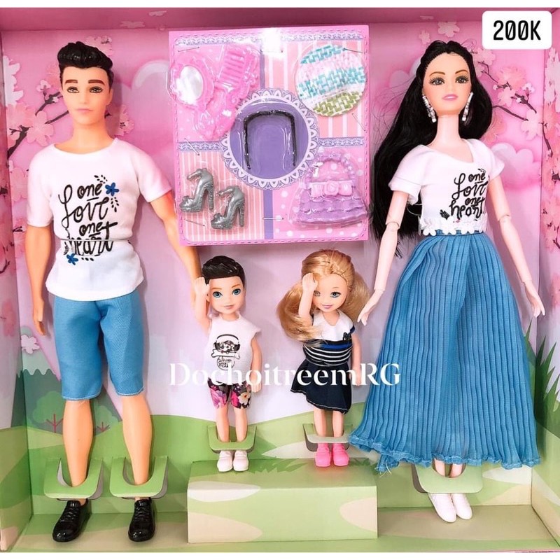 hộp búp bê gia đình Barbie khớp tay -2 búp bê nhí và phụ kiện