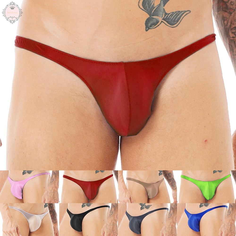 Men Underwear Thong Sexy Bikini G-String Oil Shiny Bulge Pouch T-Back Underpants