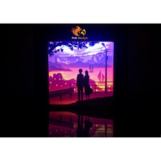 Đèn giấy nghệ thuật - Love 04 Ngắm hải đăng - Kirigami lightbox