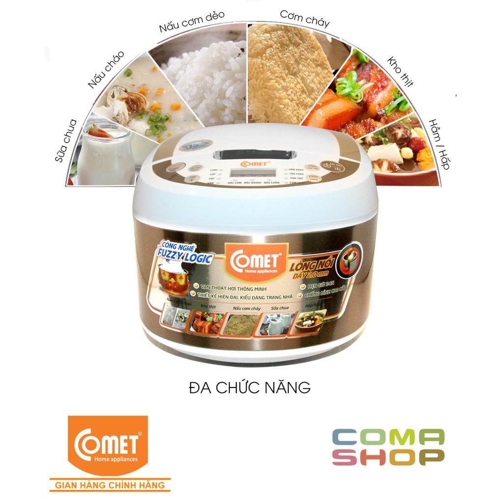 CM8087 - NỒI CƠM ĐIỆN TỬ NẮP GÀI 3D COMET 1.8L (5-6 NGƯỜI ĂN) BẢO HÀNH CHÍNH HÃNG 12 THÁNG | BigBuy360 - bigbuy360.vn