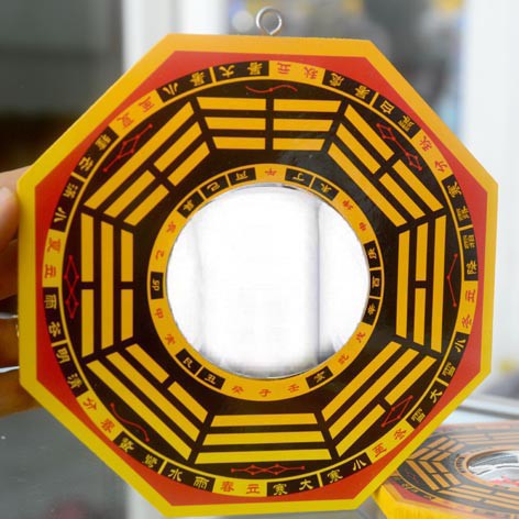 Gương Bát Quái lồi Phong Thủy bằng gỗ