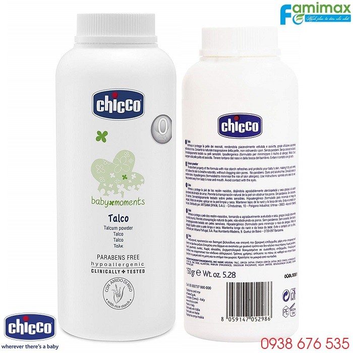 Phấn rôm tinh bột Gạo Chicco 150g