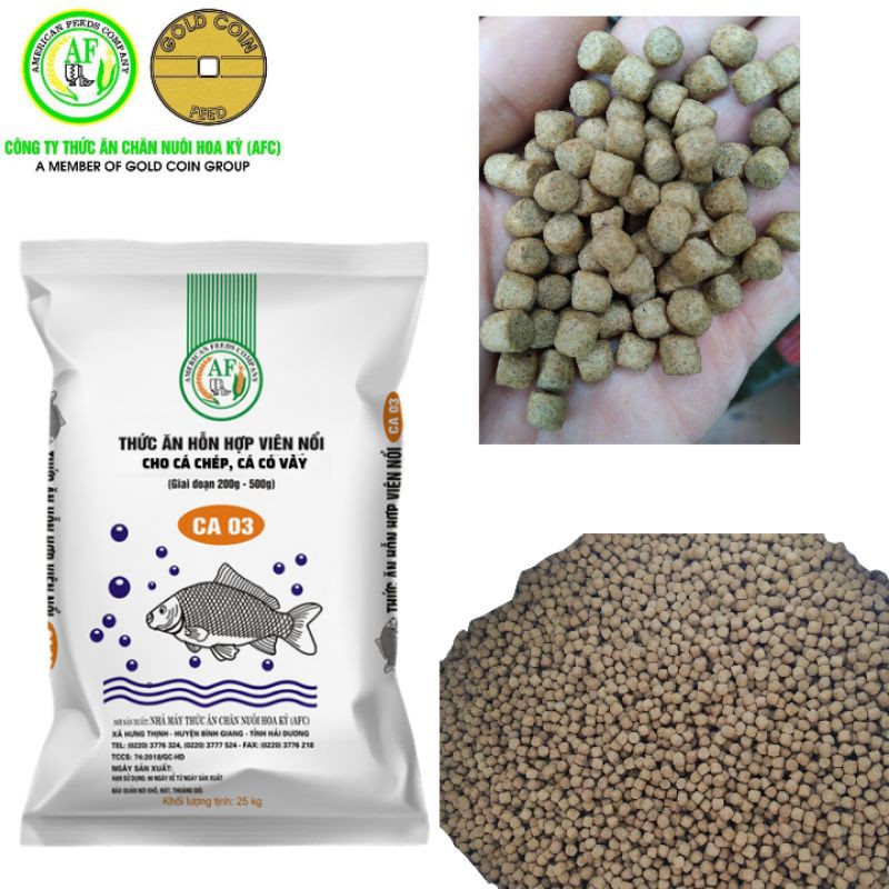 Cám cá AF CA03 hạt 6ly siêu lớn nhanh (American Feeds), tuyệt phẩm nuôi Koi và ba đuôi, mồi câu siêu dính