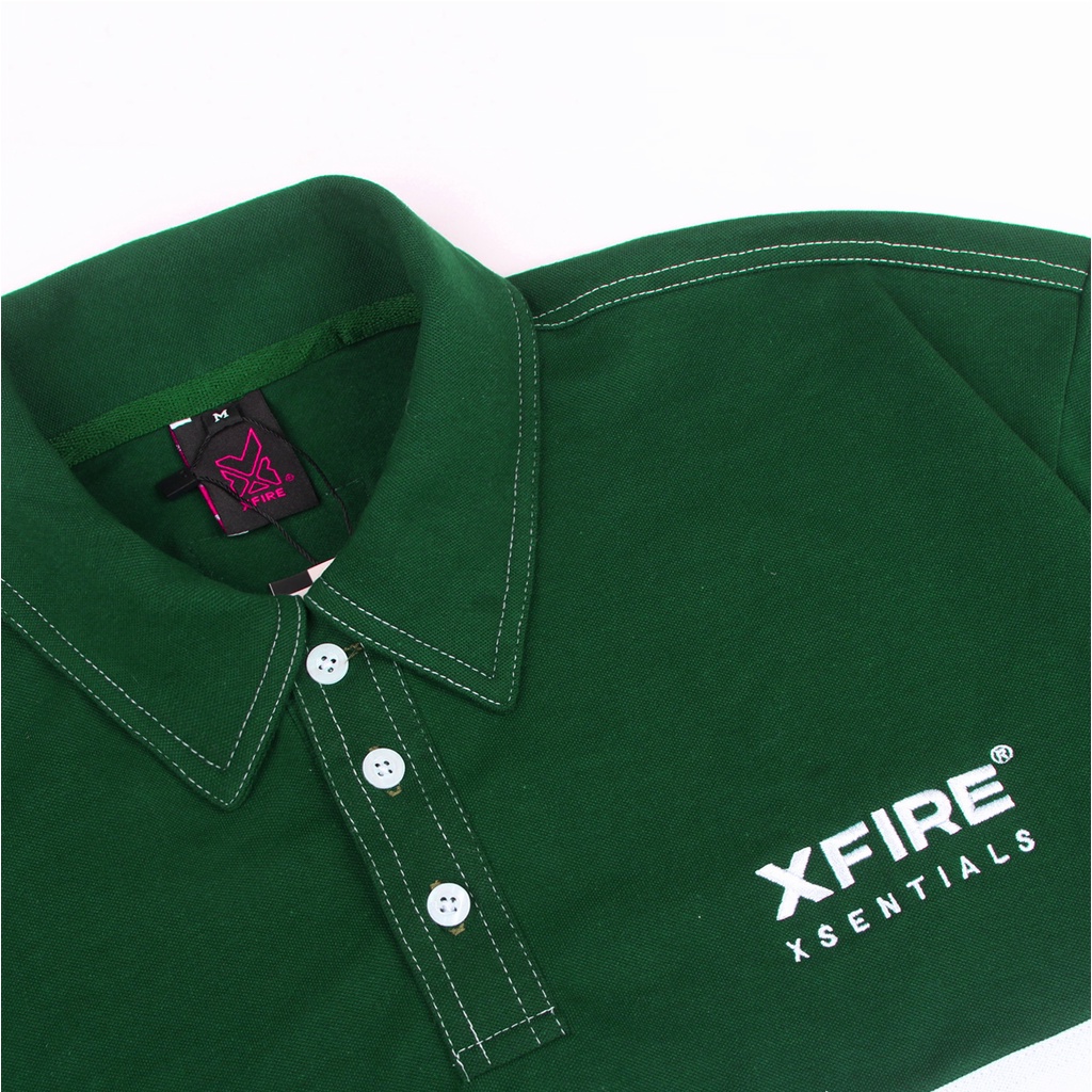 Áo Polo Nam Nữ Oversize Unisex Basic Form Rộng Ngắn Tay Có Cổ Màu Xanh Lá Phối Trắng Local Brand by Xfire  POLO-ESSCS-XT