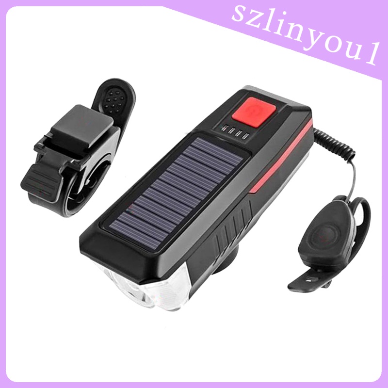 Đèn LED kiêm còi xe năng lượng mặt trời gắn xe đạp leo núi dễ lắp đặt