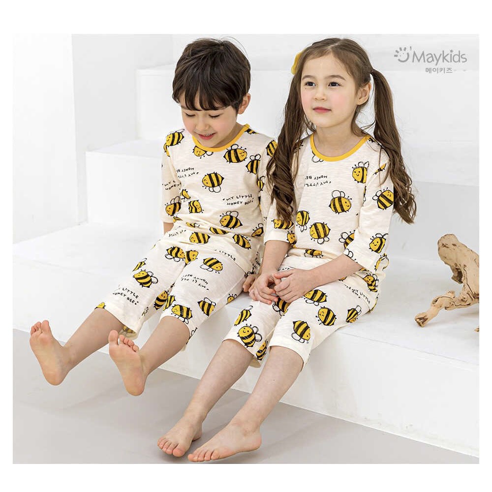 🐬[Chính Hãng] Bộ Quần Áo Lửng Honey Bee Cho Bé - Maykids 2021 - Nhập Khẩu Hàn Quốc🐬