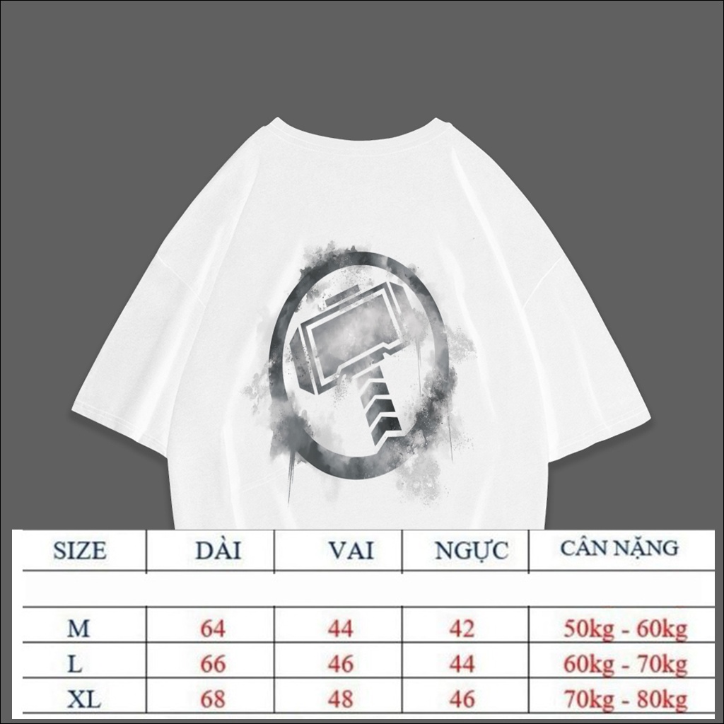 Áo thun hà nội Thor Spray Paint Logo MAVEL ZEE FORM UNISEX RỘNG CỔ TRÒN TAY LỠ 40 -70kg MAV202111081