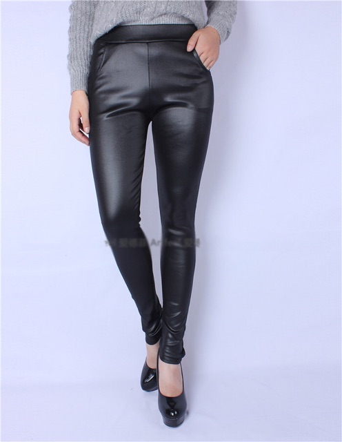 Quần legging thun màu đen giả da big size 5Xl 80-90kg