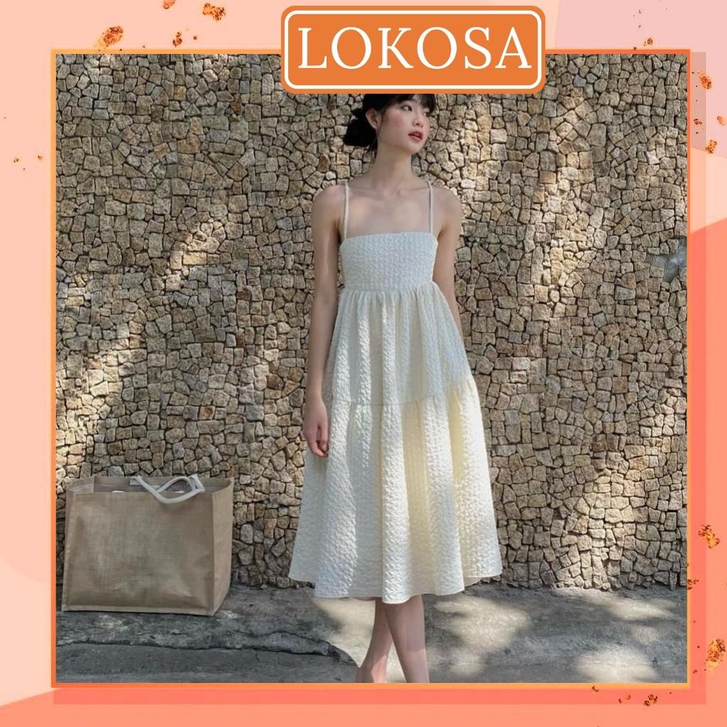 Đầm Dự Tiệc LOKOSA Váy Babydoll Dáng Dài 2 Dây Thiết Kế Hở Lưng Phong Cách Hàn Quốc Công Chúa Đi Dự Tiệc Đi Chơi VD078 | BigBuy360 - bigbuy360.vn