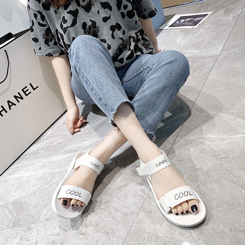 Sandal nữ đi học đế bệt ulzzang đẹp thời trang JAENIA SD005