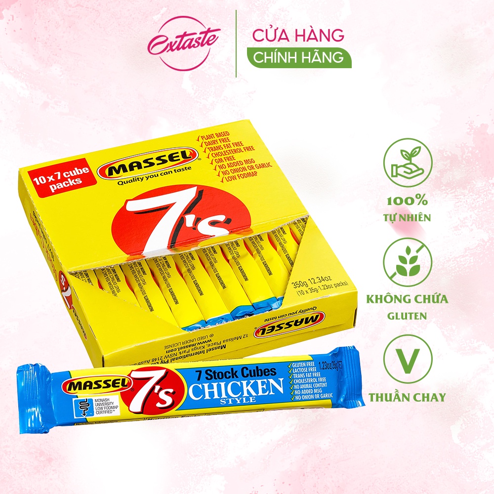 Bột nêm dạng viên vị gà Massel 7 Stock Cubes Chicken Style thanh gia vị nêm thơm ngon tiện lợi 35 gr