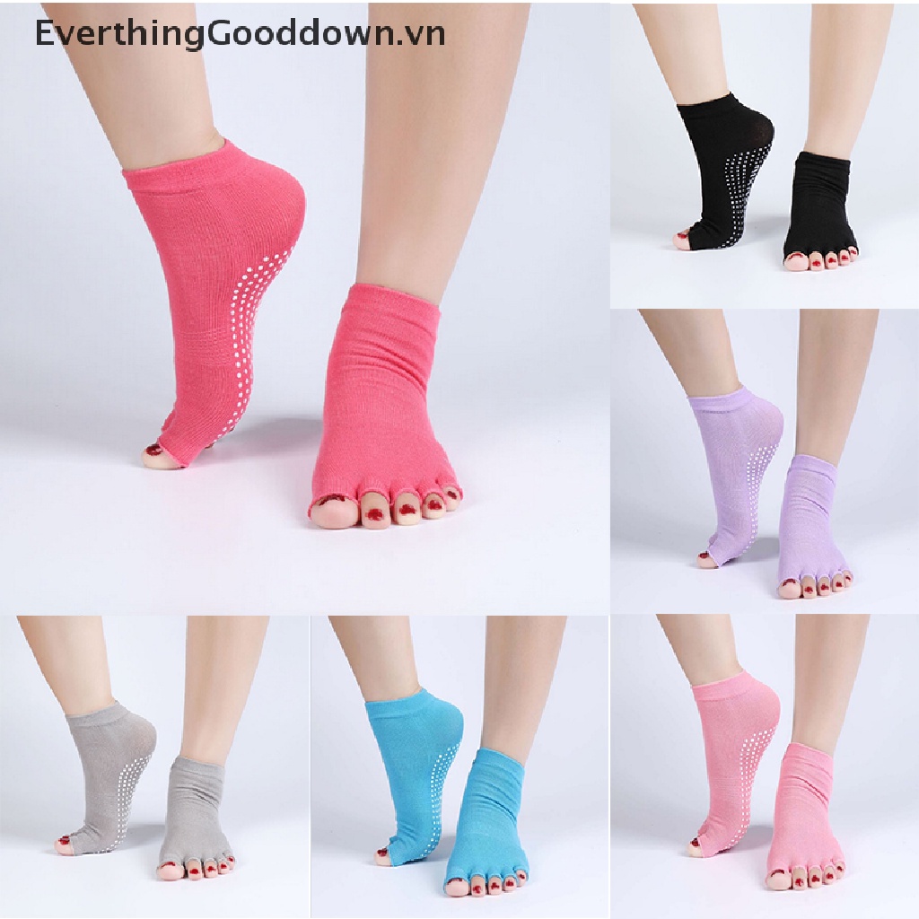 1 Đôi Tất Cotton Năm Ngón Chống Trượt Dùng Tập Yoga