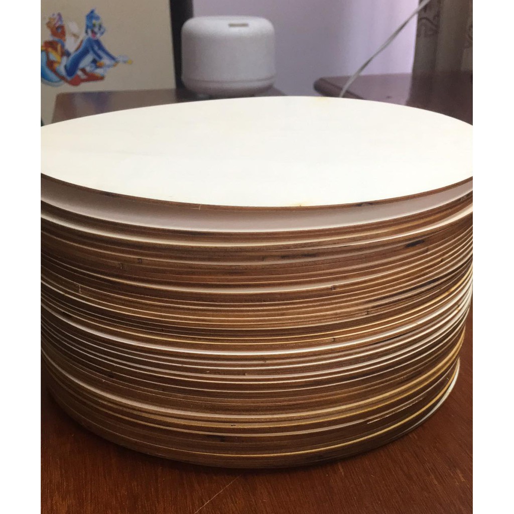 5 Tấm gỗ Plywood tròn 25x25cm dày 2mm bào mịn vân đẹp. Gỗ dùng để cắt laser, cnc làm mô hình 3d.