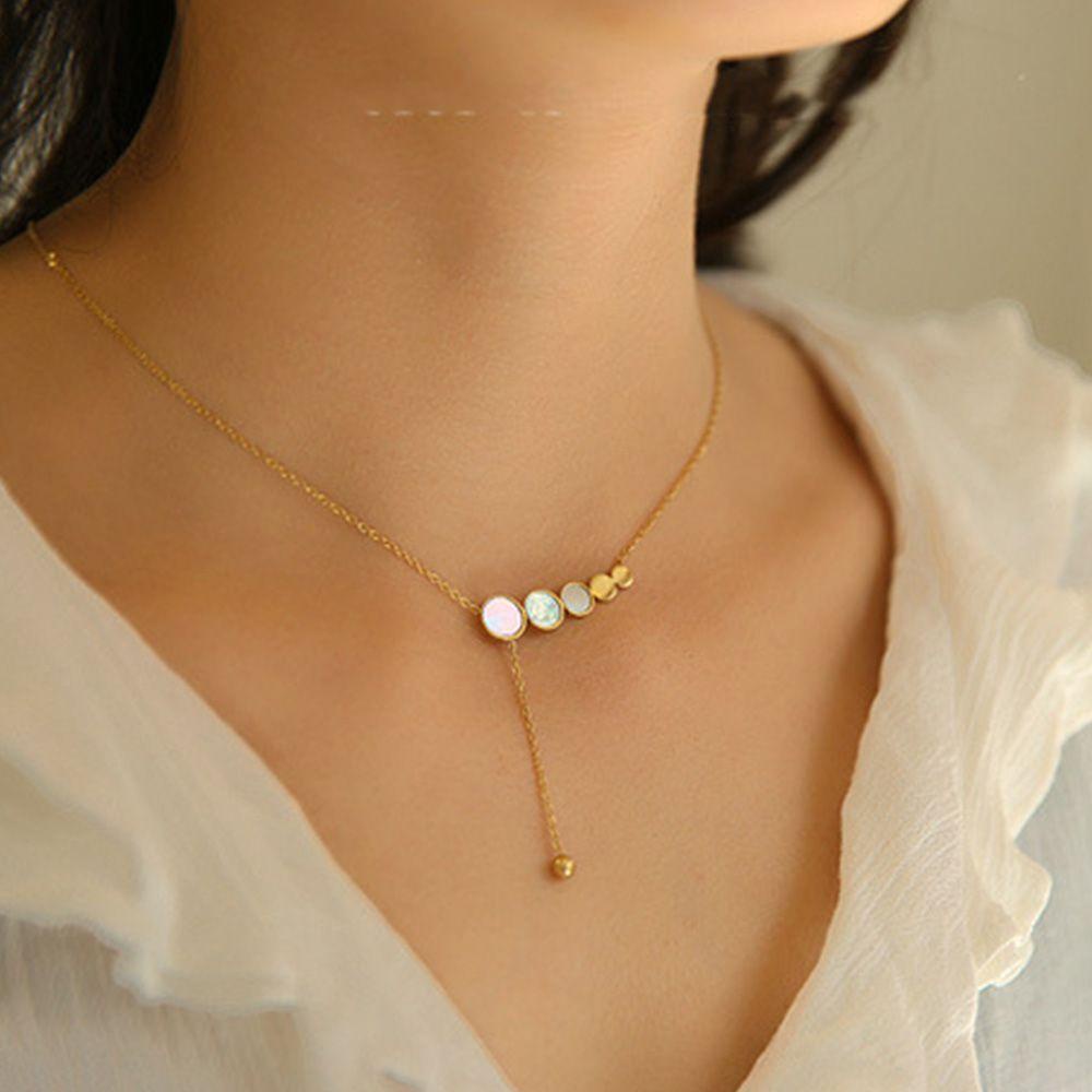 AROMA Vòng cổ Thép Titan Đơn Giản Phong Cách Hàn Quốc Cho Nữ