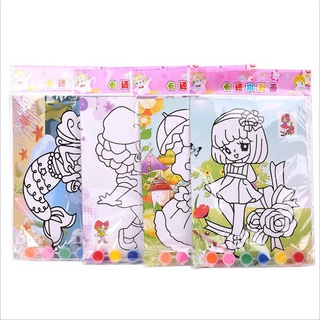 10 Tranh tô màu nước cho bé (bộ 2 tranh ,1 vỉ màu và cọ)