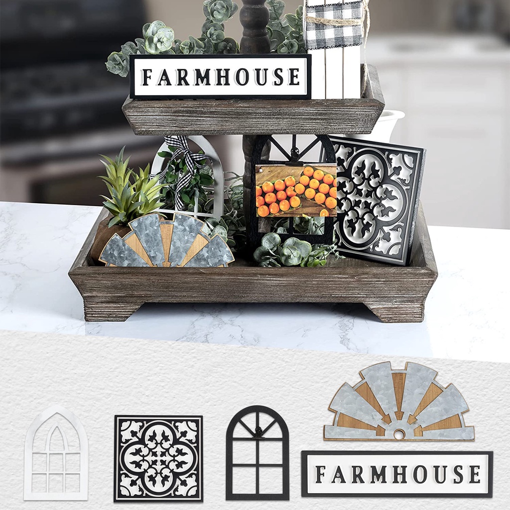 5 Chiếc Xa Mhouse Tầng Khay Đồ Trang Trí Cổ Vintage Tầng Khay Trang Trí Hàng Có Sẵn