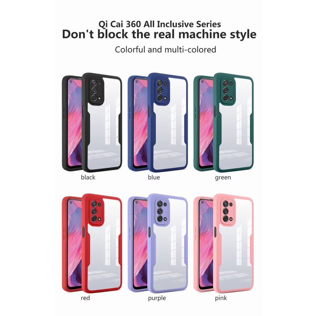 Ốp điện thoại TPU + acrylic bảo vệ 360 độ cho OPPO A15 A74 A93 A54 5G A94 RENO 4Z 5G A74 4G A92S A53 A52 A92 REALME 8 4G 8 PRO