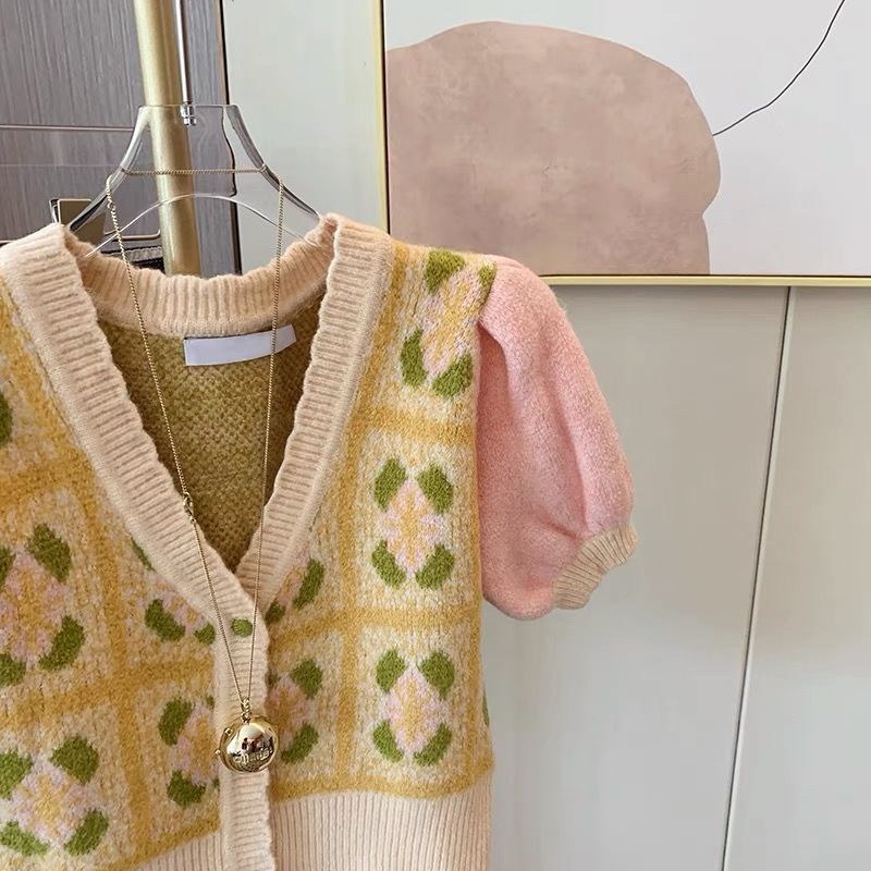 Áo dệt kim Pure Cube tay ngắn thời trang mùa xuân trẻ trung cho nữ