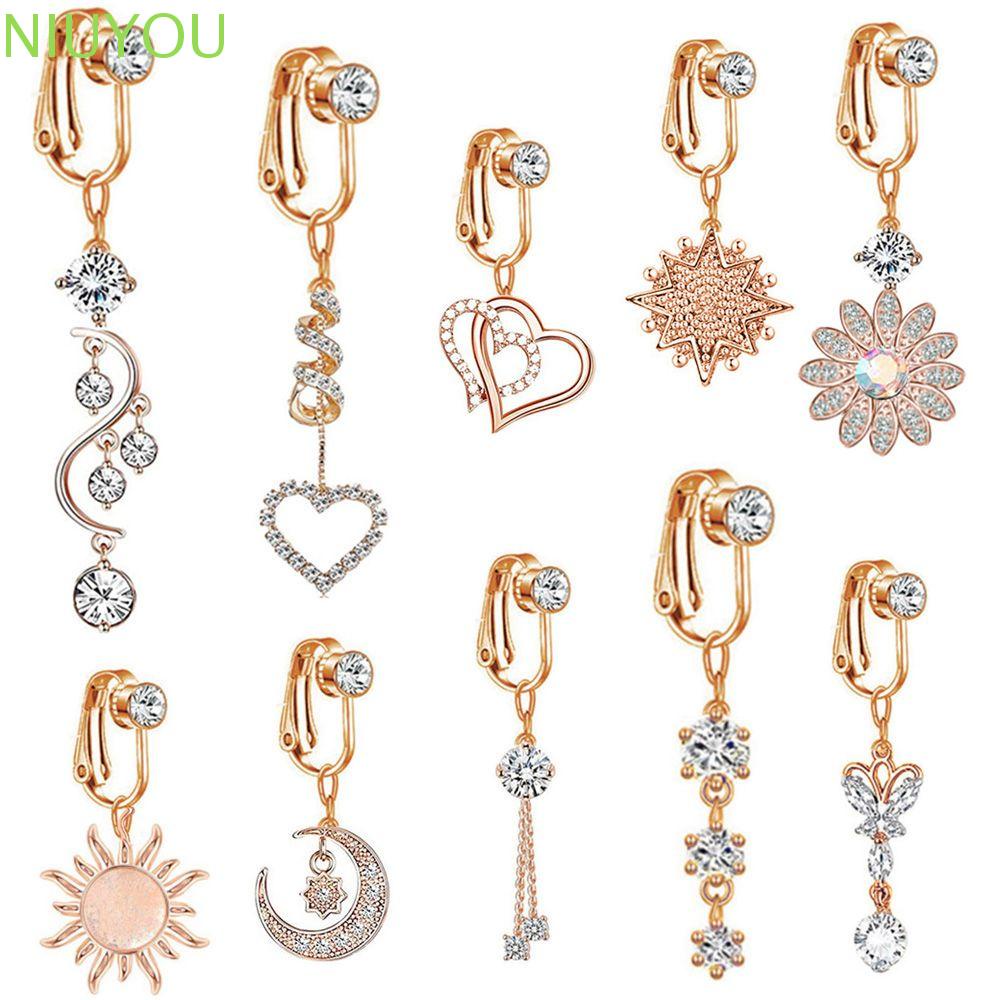 Khuyên Rốn Giả Xỏ Rốn Đính Đá Zircon Hình Trái Tim Xinh Xắn