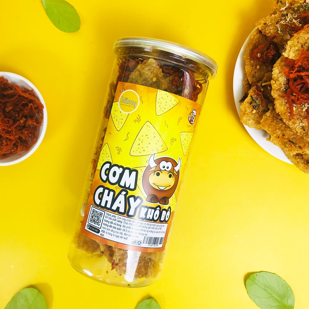Cơm cháy chiên mắm hành lắc khô bò loại ngon hũ 300g - đồ ăn vặt Hà My