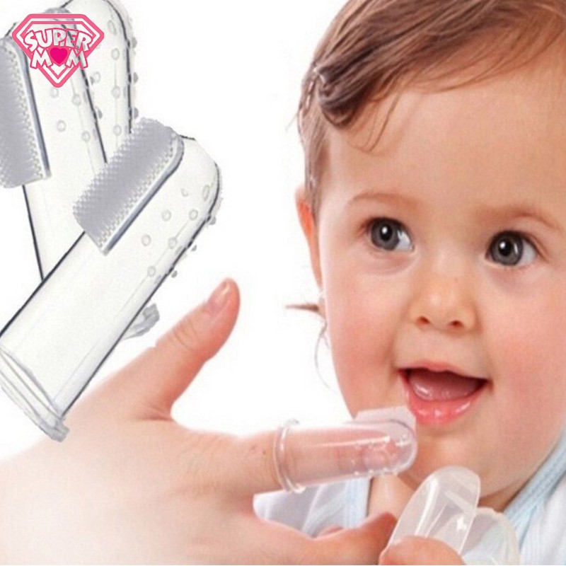 Rơ lưỡi silicon vệ sinh cho bé , rơ lưỡi xỏ ngón làm sạch răng miệng cho bé - Supermom &amp; Baby Corner