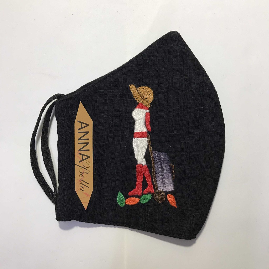 [FREESHIP] Khẩu Trang Vải Linen Thêu Tay AN08 | BigBuy360 - bigbuy360.vn