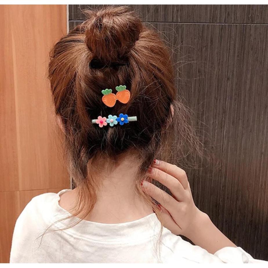 Set 2 Kẹp Tóc bé gái - Kẹp tóc Hoa Quả KAWAII Trái Cây Dễ Thương phong cách Hàn Quốc cho bé