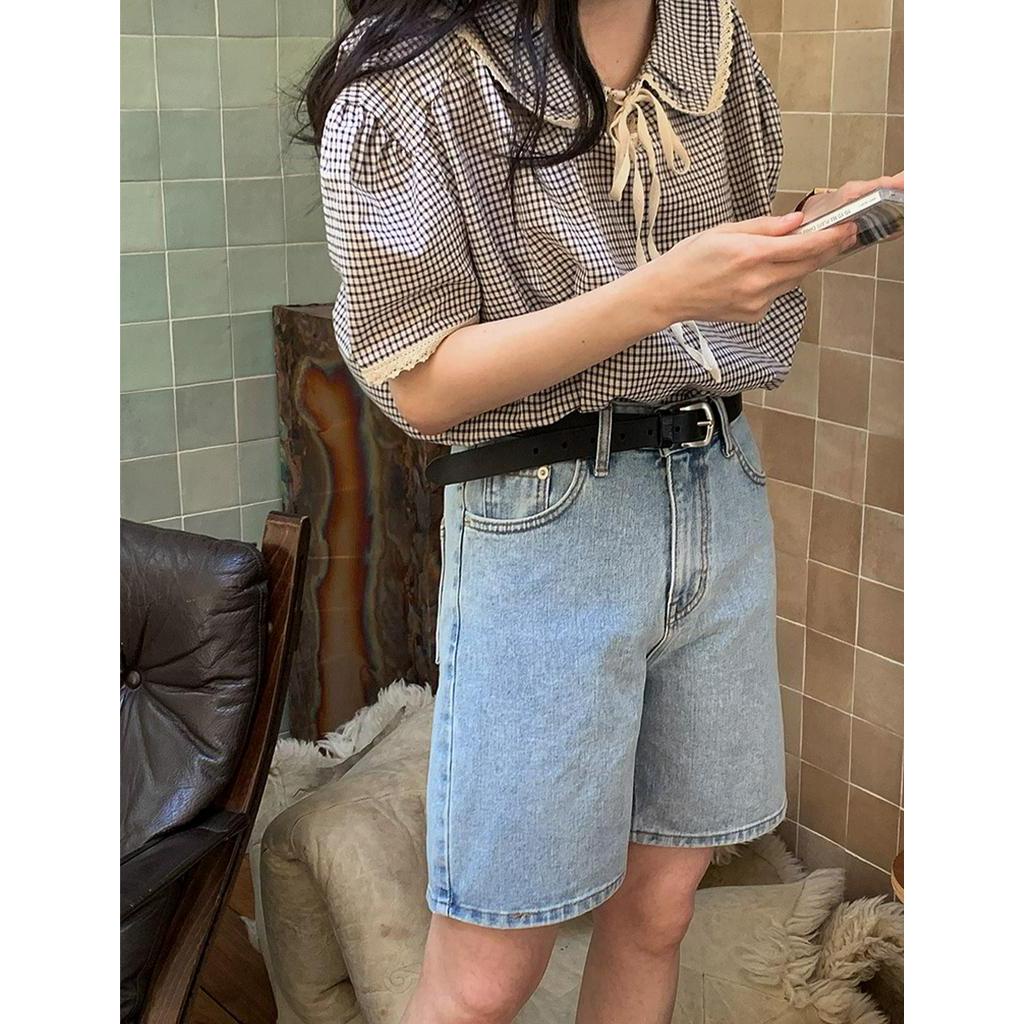 Áo Sơ Mi Kẻ Sọc Tay Ngắn Phối Ren 63995