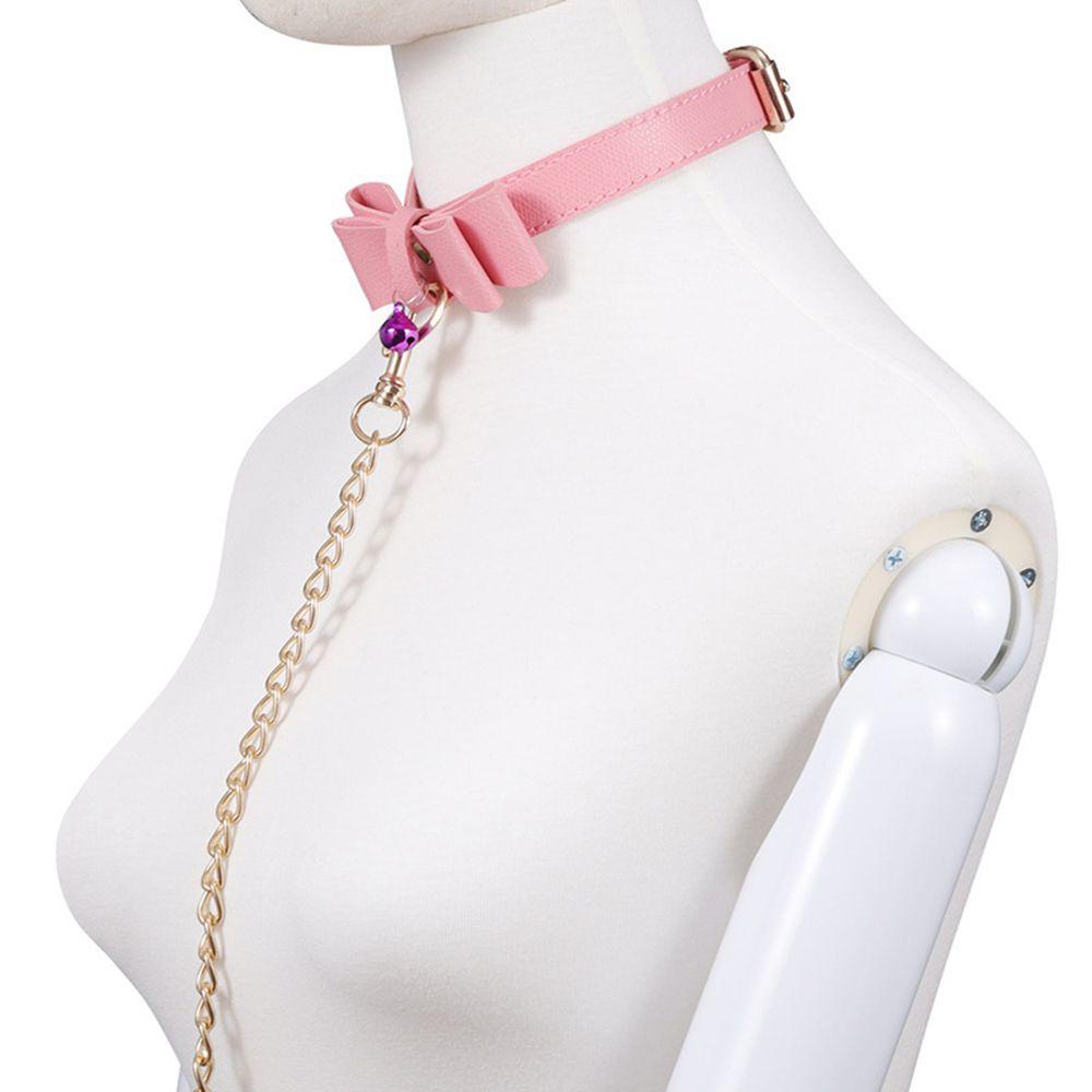 Vòng Cổ Choker Bằng Da PU Phối Dây Xích Kim Loại Dài Phong Cách Lolita Quyến Rũ Dành Cho Nữ Hóa Trang