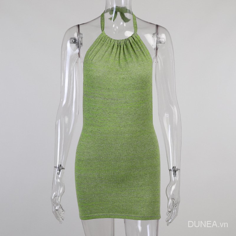 DUNEA Đầm Mini Cổ Yếm Không Tay Hở Lưng Gợi Cảm Thời Trang Mùa Hè 2021 Thích Hợp Để Mặc Đi Hộp Đêm