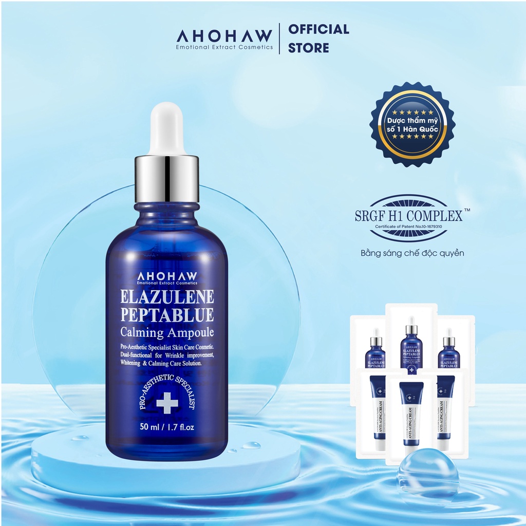 Tinh Chất Chống Lão Hóa, Làm Dịu Ahohaw Elazulene Peptablue Calming Ampoule