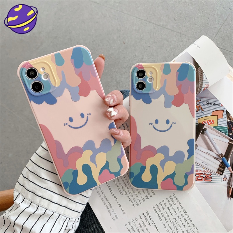 Ốp Điện Thoại Dẻo Họa Tiết Mặt Cười Màu Nước Độc Đáo Cho Iphone 13 12 I7 8 Plus X Xs 11 Pro Max Se 2020
